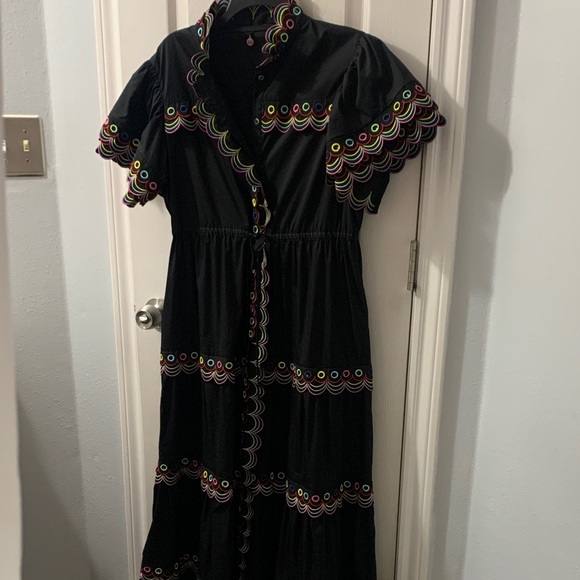 CeliaB Dresses & Skirts - CeliaB Black Maxi Dress with Colorful Embroidery